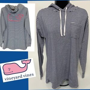 Vineyard Vines Hoodie Women's M Blue & White Striped Nautical